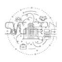 Corporate ecosystem illustration – company network circle SVG PNG