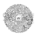 Creative doodle circle illustration – idea light bulb SVG PNG logo icon