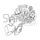 E-learning illustration – digital knowledge tree SVG PNG Free