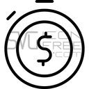 Minimal Outline Dollar Coin Money Currency Finance Investment Icon Free SVG logo icon