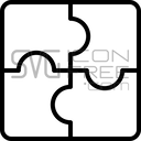 Minimal Outline Four Puzzle Pieces Solution Teamwork Integration Icon Free SVG