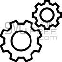 Minimal Outline Interlocking Gears Settings Mechanism Development Icon Free SVG