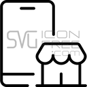 Minimal Outline Mobile Store E-commerce Phone Retail Shop Icon Free SVG